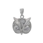 Sterling Silver Owl Pendant with Cubic Zirconias